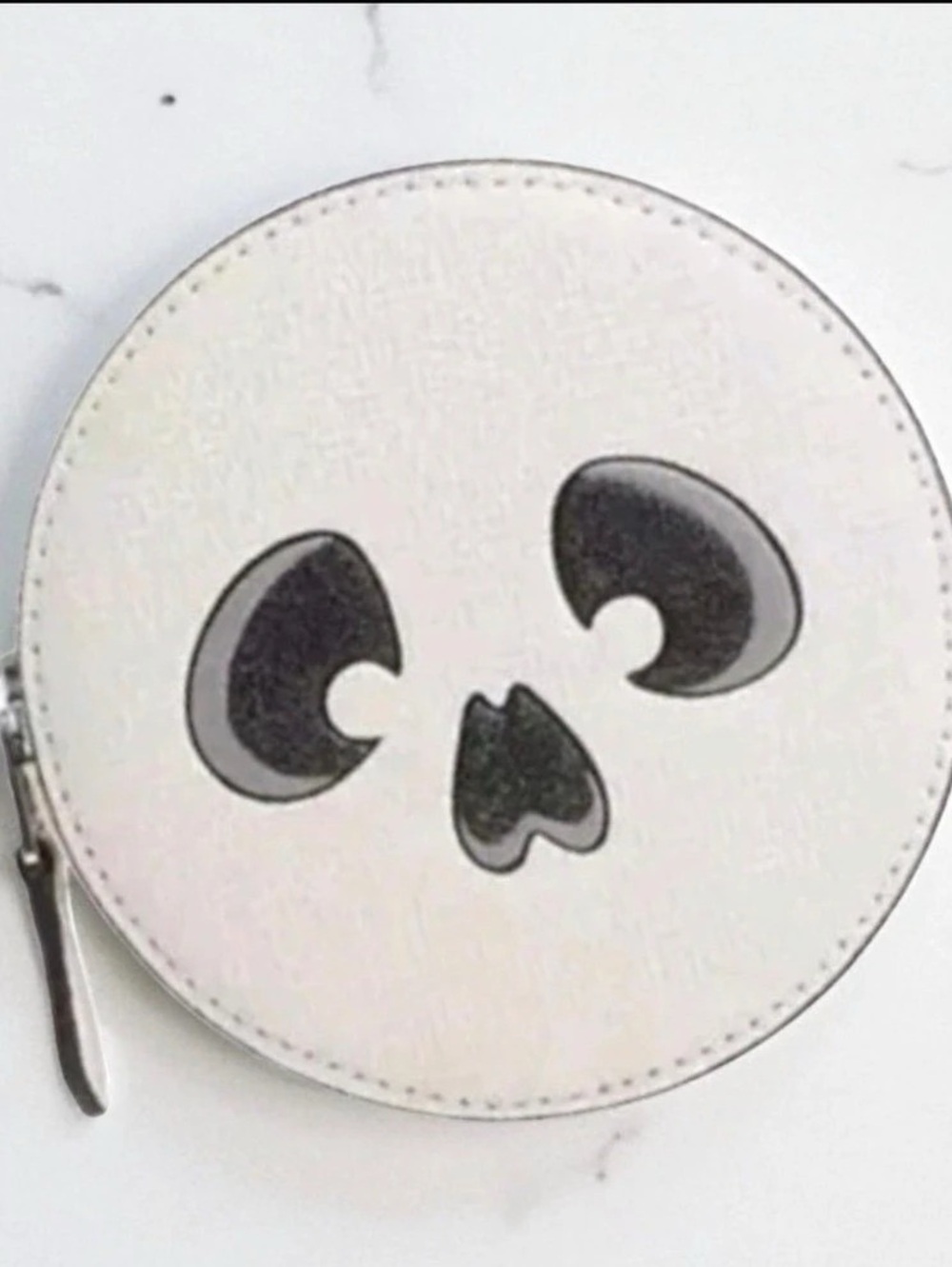 Coach Skull Halloween Round Coin Case Chalk & Black